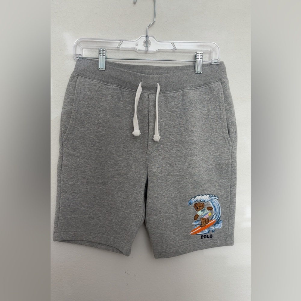 Ralph Lauren Polo Gray Surfing Bear Men's Athletic Shorts